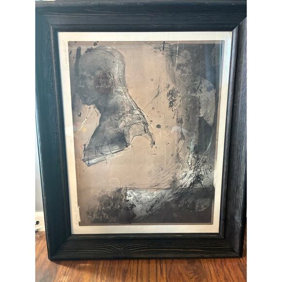 Vintage Dark Abstract Figurative Mixed Media Print Signed & Numbered Framed Art - Picture 3 of 11